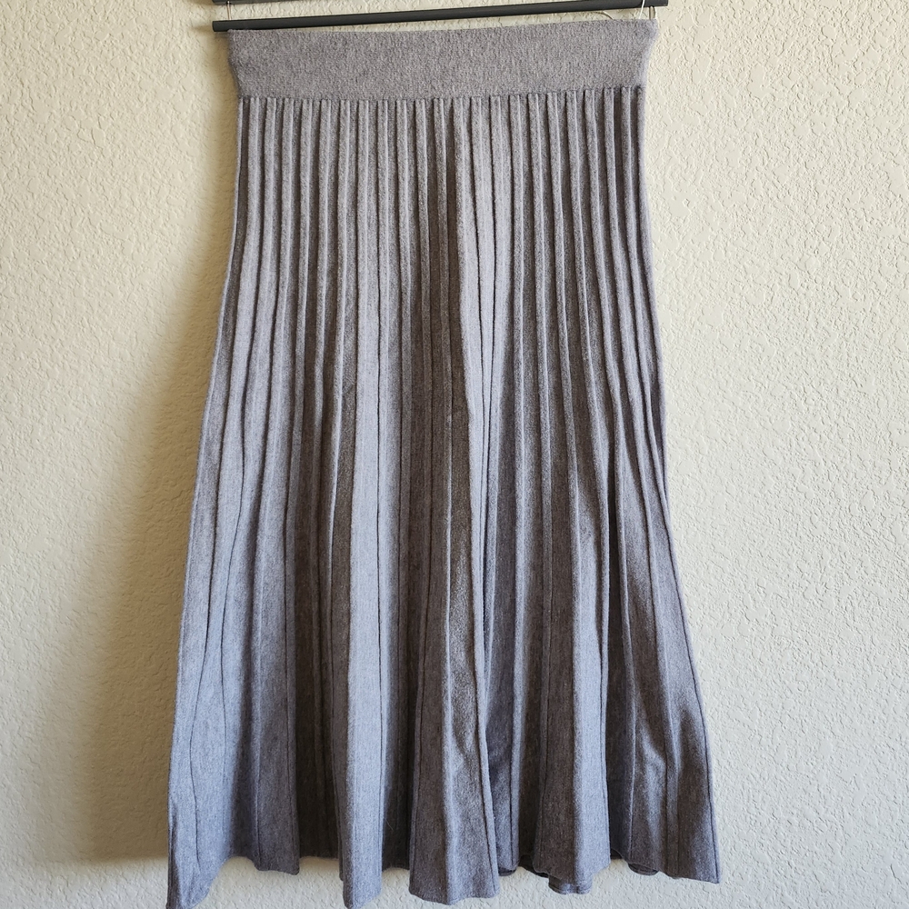 Milano Gray Midi A-Line Pleated Skirt